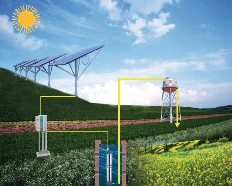 Système de pompe solaire pour l'irrigation agricole