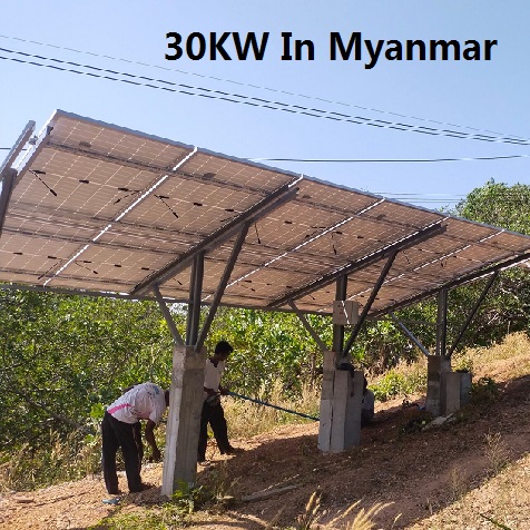 Système solaire de montage au sol bluesun 30KW au myanmar