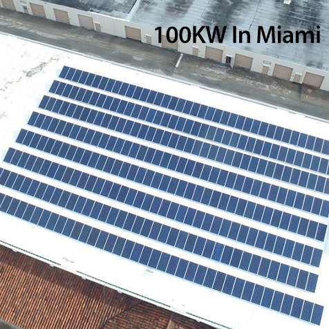 100kw réseau lié système solaire à miami pour centre commercial